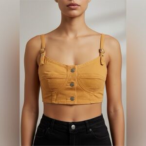 Vintage Button-Front Crop Top